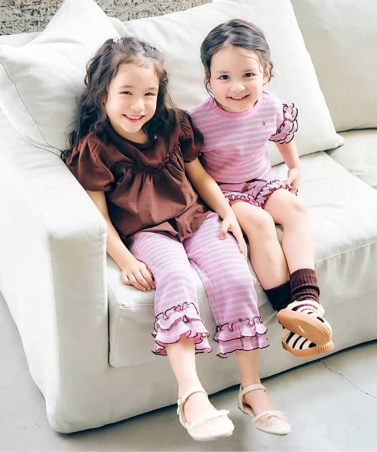 日本童裝 apres les cours 華夫格荷葉邊上衣 80-140cm 女童款 夏季 TOPS