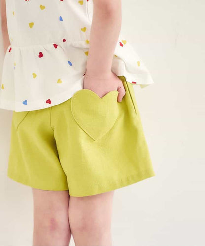 日本童裝 apres les cours 扇形心型口袋可愛短褲 80-140cm 女童款 夏季 PANTS