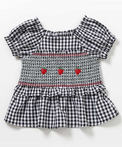 日本童裝 apres les cours 刺繡褶皺上衣 80-130cm 女童款 夏季 TOPS