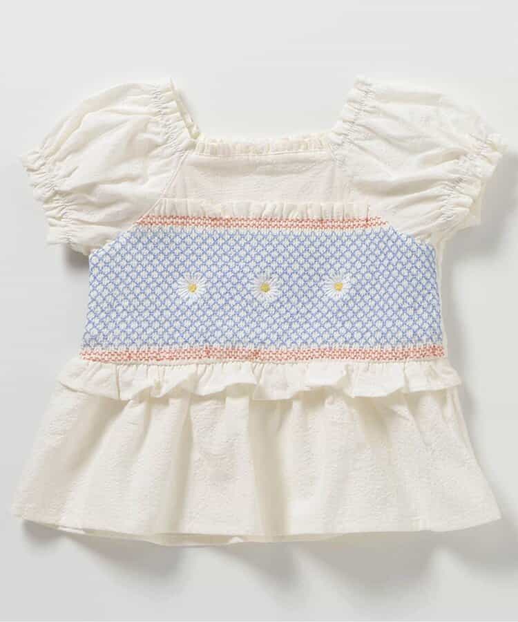 日本童裝 apres les cours 刺繡褶皺上衣 80-130cm 女童款 夏季 TOPS