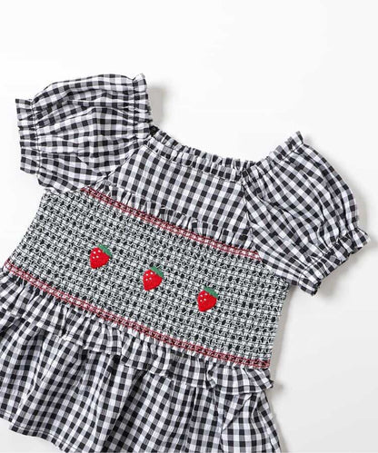 日本童裝 apres les cours 刺繡褶皺上衣 80-130cm 女童款 夏季 TOPS