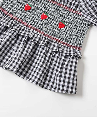 日本童裝 apres les cours 刺繡褶皺上衣 80-130cm 女童款 夏季 TOPS