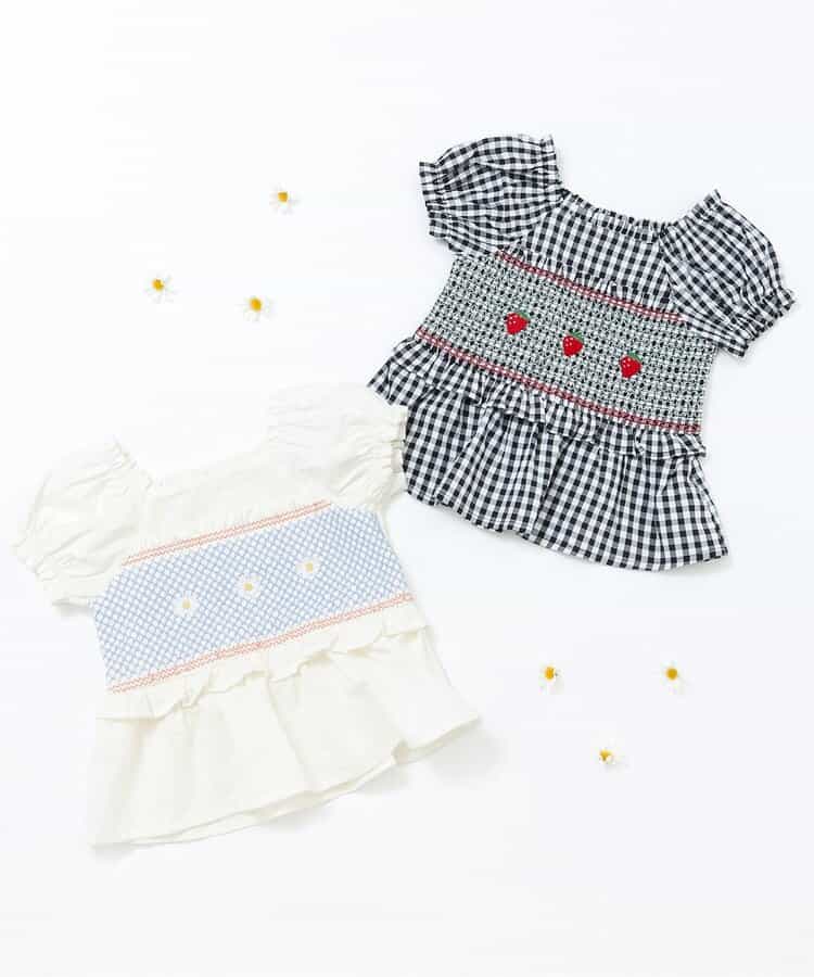 日本童裝 apres les cours 刺繡褶皺上衣 80-130cm 女童款 夏季 TOPS