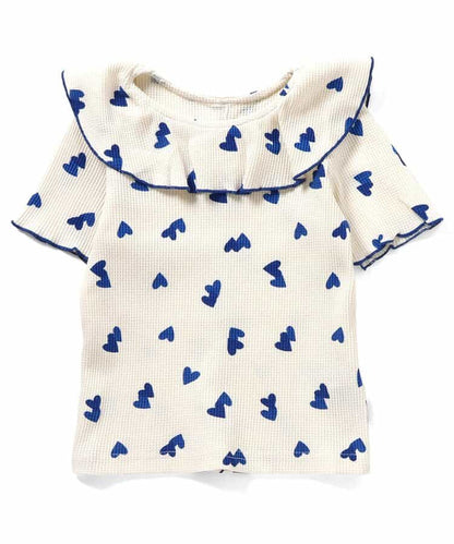 日本童裝 apres les cours 華夫格荷葉領上衣 80-140cm 女童款 夏季 TOPS