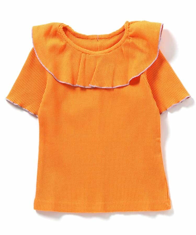 日本童裝 apres les cours 華夫格荷葉領上衣 80-140cm 女童款 夏季 TOPS