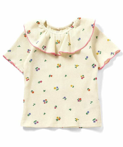 日本童裝 apres les cours 華夫格荷葉領上衣 80-140cm 女童款 夏季 TOPS