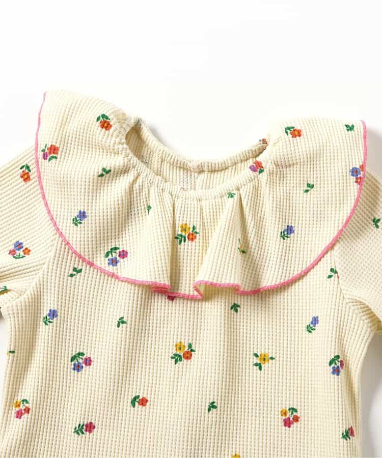 日本童裝 apres les cours 華夫格荷葉領上衣 80-140cm 女童款 夏季 TOPS