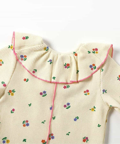 日本童裝 apres les cours 華夫格荷葉領上衣 80-140cm 女童款 夏季 TOPS