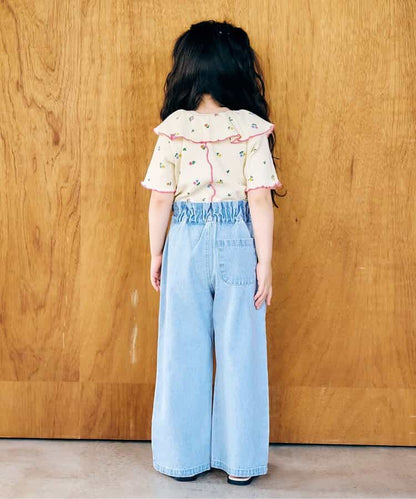 日本童裝 apres les cours 華夫格荷葉領上衣 80-140cm 女童款 夏季 TOPS