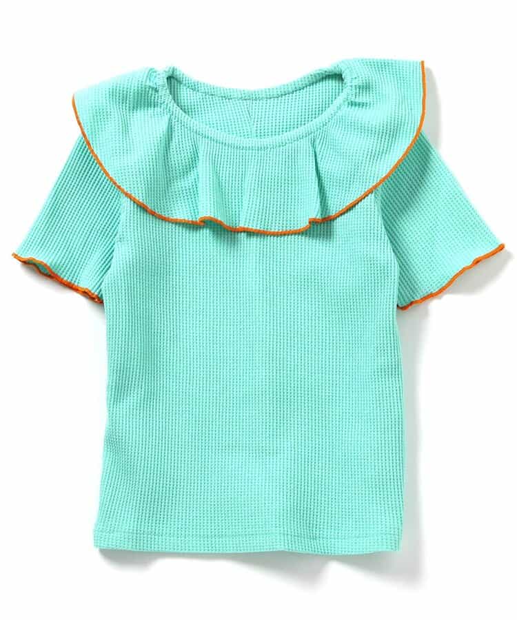 日本童裝 apres les cours 華夫格荷葉領上衣 80-140cm 女童款 夏季 TOPS