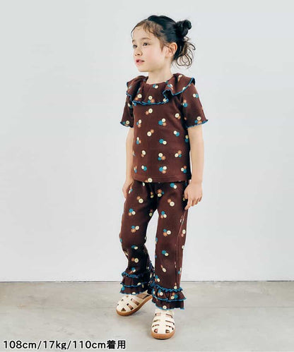 日本童裝 apres les cours 華夫格荷葉領上衣 80-140cm 女童款 夏季 TOPS