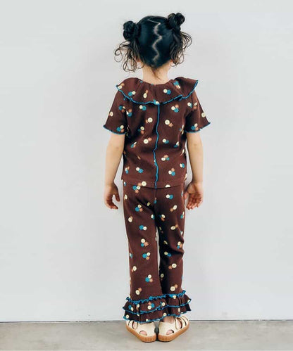 日本童裝 apres les cours 華夫格荷葉領上衣 80-140cm 女童款 夏季 TOPS