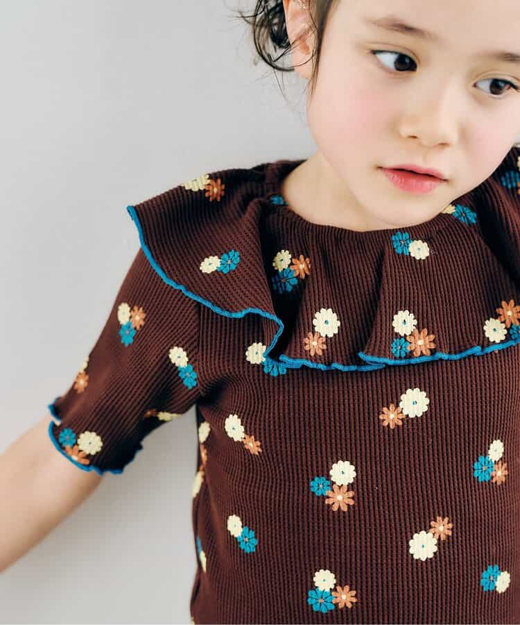 日本童裝 apres les cours 華夫格荷葉領上衣 80-140cm 女童款 夏季 TOPS