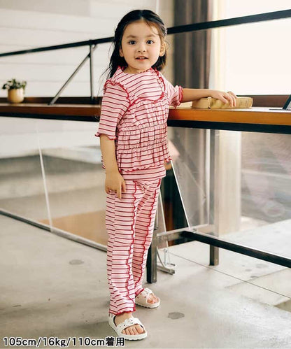 日本童裝 apres les cours 條紋長褲 80-130cm 女童款 夏季 PANTS