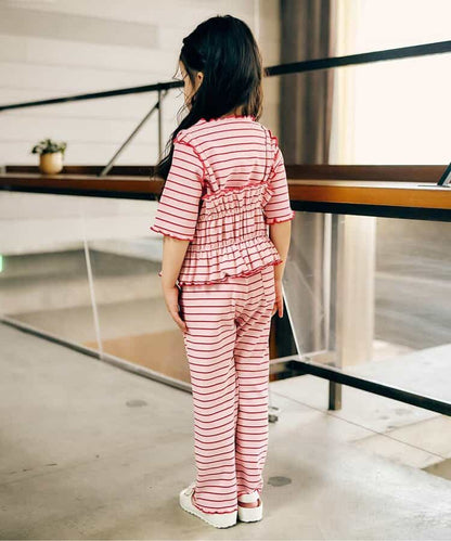 日本童裝 apres les cours 條紋長褲 80-130cm 女童款 夏季 PANTS