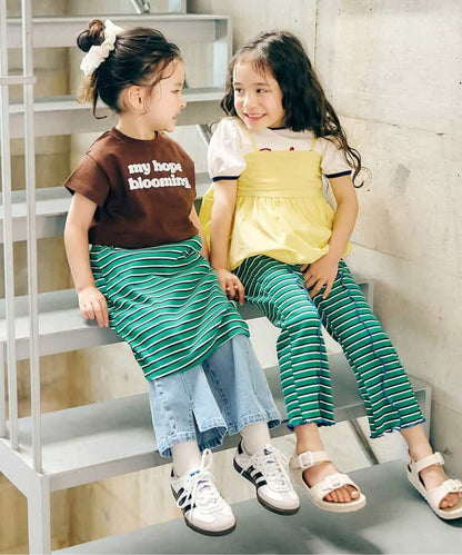 日本童裝 apres les cours 條紋長褲 80-130cm 女童款 夏季 PANTS