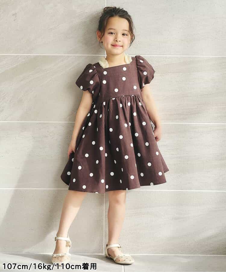 日本童裝 apres les cours 泡泡袖緞帶連身裙 80-140cm 女童款 夏季 DRESSES