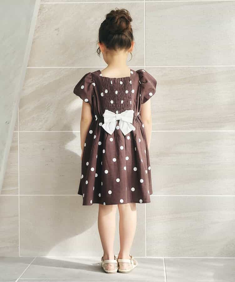 日本童裝 apres les cours 泡泡袖緞帶連身裙 80-140cm 女童款 夏季 DRESSES
