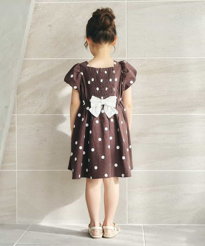 日本童裝 apres les cours 泡泡袖緞帶連身裙 80-140cm 女童款 夏季 DRESSES