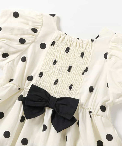 日本童裝 apres les cours 泡泡袖緞帶連身裙 80-140cm 女童款 夏季 DRESSES