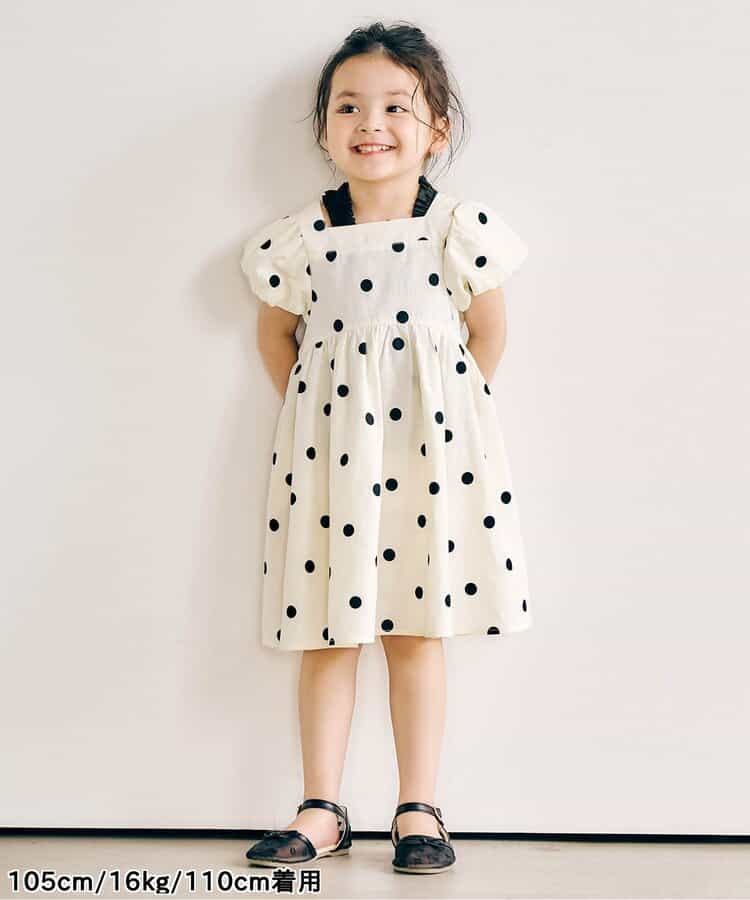 日本童裝 apres les cours 泡泡袖緞帶連身裙 80-140cm 女童款 夏季 DRESSES