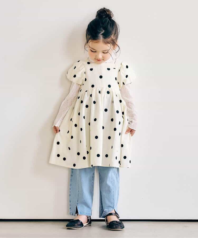 日本童裝 apres les cours 泡泡袖緞帶連身裙 80-140cm 女童款 夏季 DRESSES
