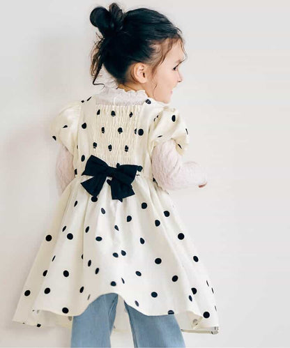 日本童裝 apres les cours 泡泡袖緞帶連身裙 80-140cm 女童款 夏季 DRESSES