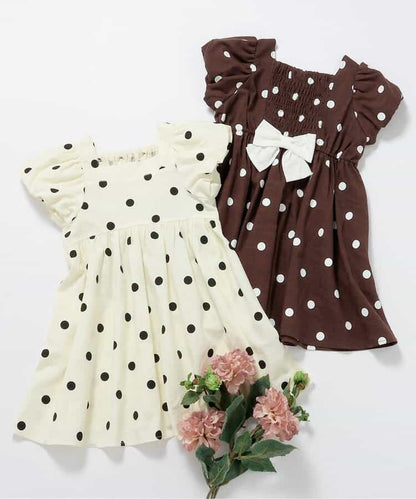 日本童裝 apres les cours 泡泡袖緞帶連身裙 80-140cm 女童款 夏季 DRESSES
