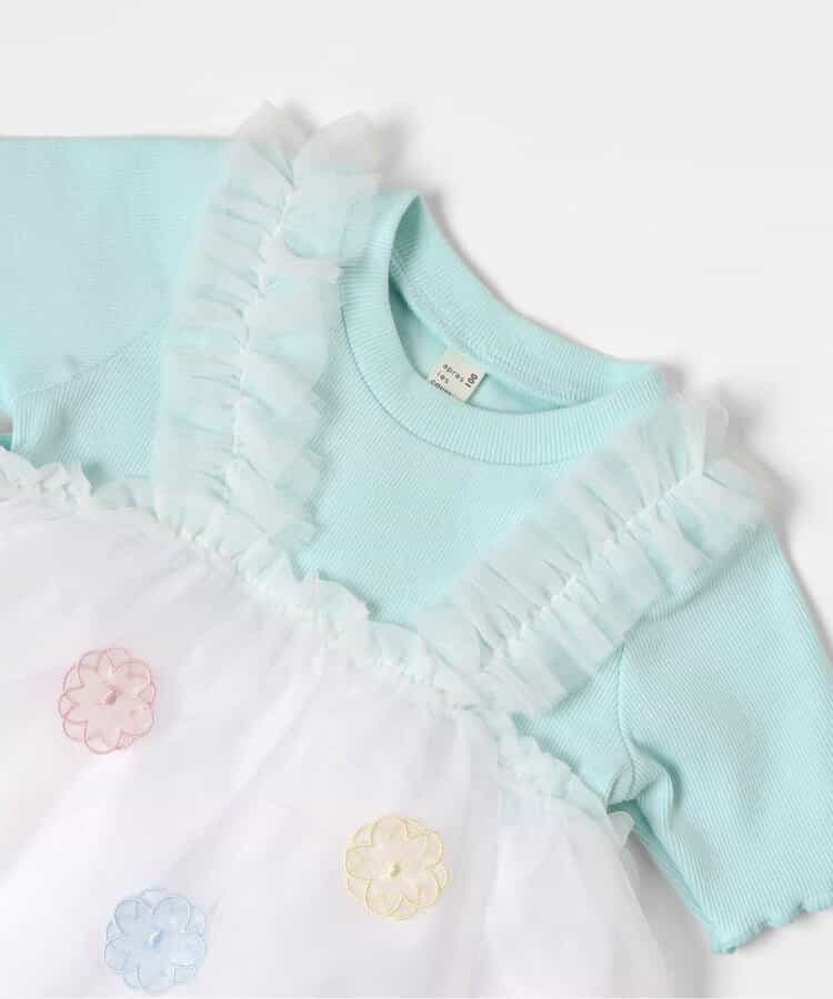 日本童裝 apres les cours 花朵和心形薄紗上衣 80-140cm 女童款 夏季 TOPS