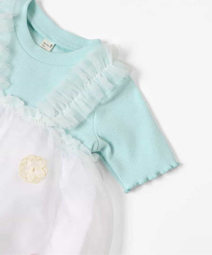 日本童裝 apres les cours 花朵和心形薄紗上衣 80-140cm 女童款 夏季 TOPS