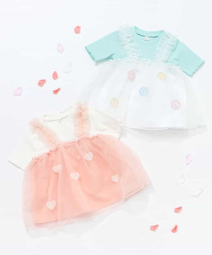 日本童裝 apres les cours 花朵和心形薄紗上衣 80-140cm 女童款 夏季 TOPS