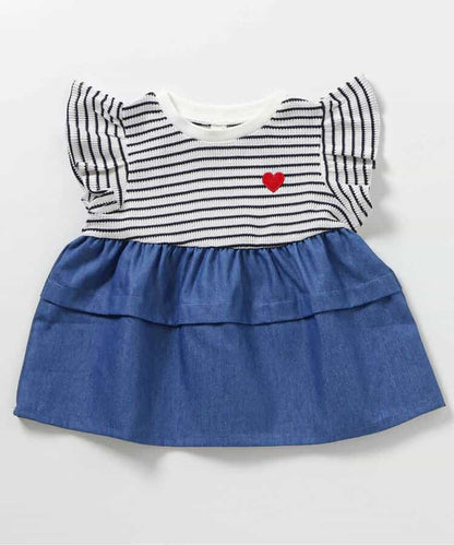 日本童裝 apres les cours 拼接小飛袖上衣 80-140cm 女童款 夏季 TOPS