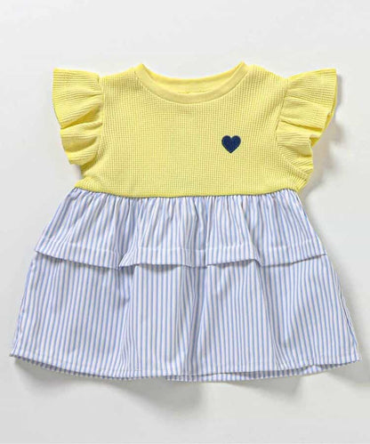日本童裝 apres les cours 拼接小飛袖上衣 80-140cm 女童款 夏季 TOPS