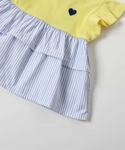 日本童裝 apres les cours 拼接小飛袖上衣 80-140cm 女童款 夏季 TOPS