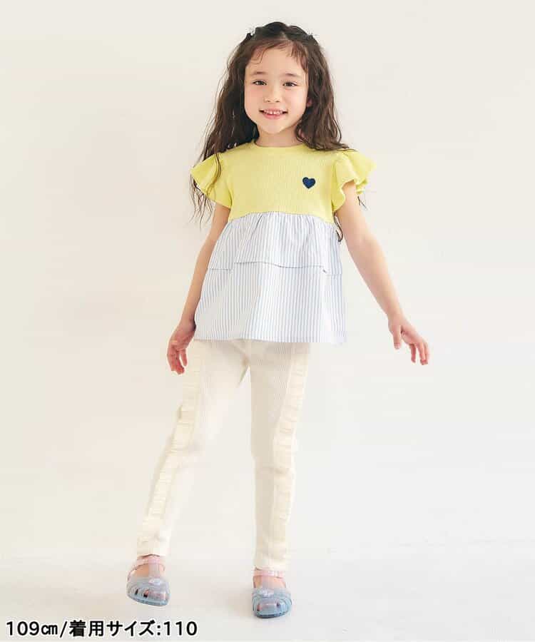 日本童裝 apres les cours 拼接小飛袖上衣 80-140cm 女童款 夏季 TOPS