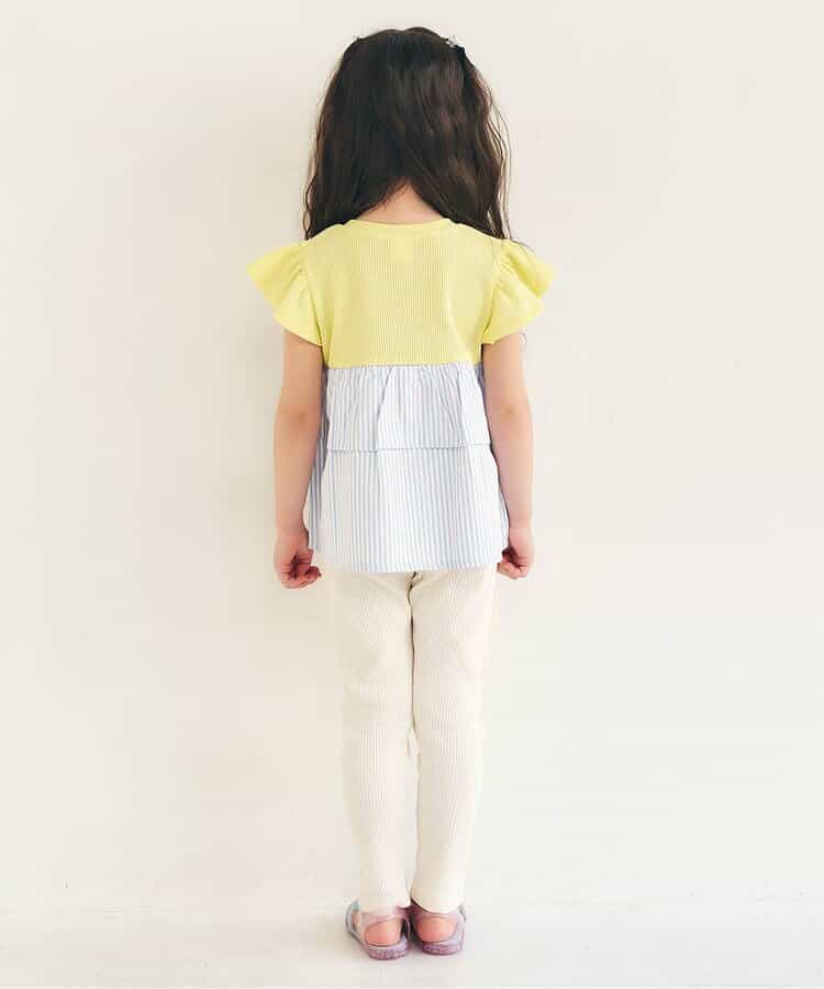 日本童裝 apres les cours 拼接小飛袖上衣 80-140cm 女童款 夏季 TOPS