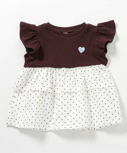 日本童裝 apres les cours 拼接小飛袖上衣 80-140cm 女童款 夏季 TOPS