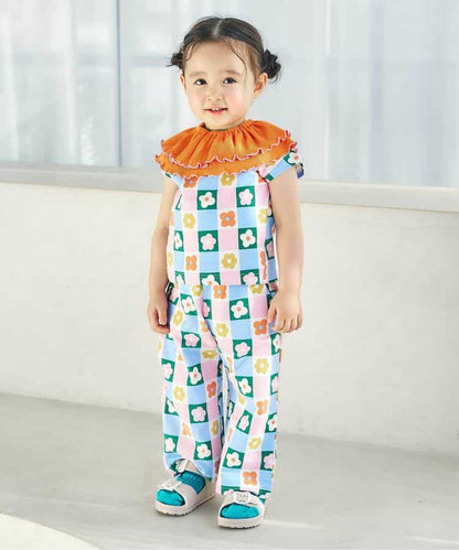 日本直送 apres les cours 華夫格紋荷葉領子 初生嬰兒 70-90cm TOPS 衣服配件