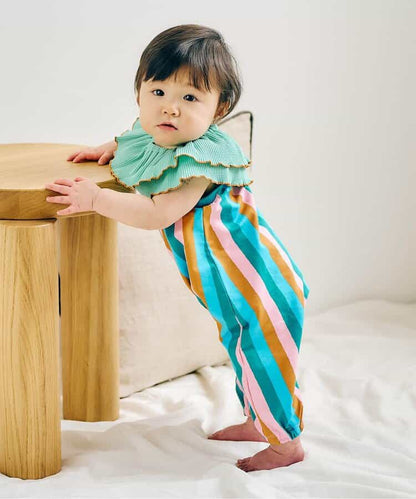 日本直送 apres les cours 華夫格紋荷葉領子 初生嬰兒 70-90cm TOPS 衣服配件