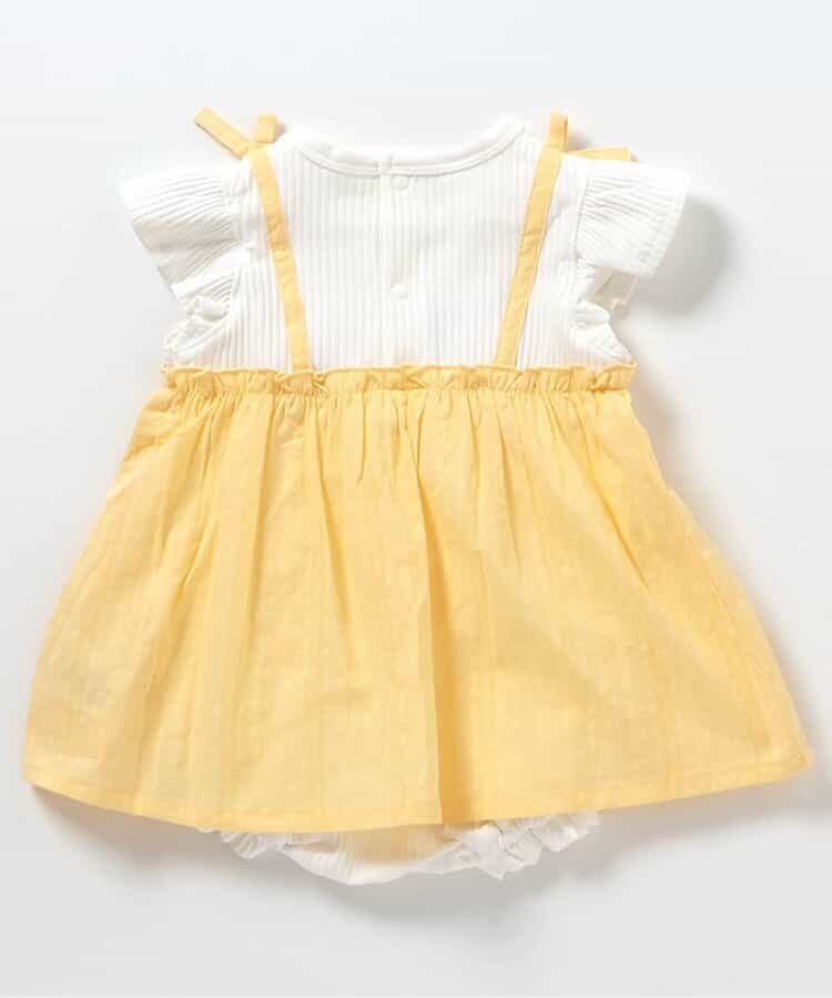 日本童裝 apres les cours 花花刺繡假兩件連衣 70-80cm 女童款 初生嬰兒 夏季 Jumpsuit