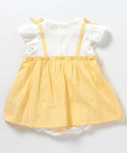 日本童裝 apres les cours 花花刺繡假兩件連衣 70-80cm 女童款 初生嬰兒 夏季 Jumpsuit