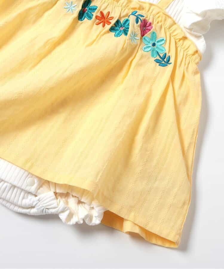 日本童裝 apres les cours 花花刺繡假兩件連衣 70-80cm 女童款 初生嬰兒 夏季 Jumpsuit