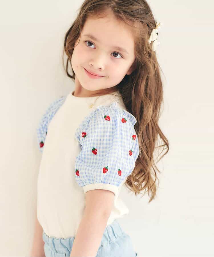 日本童裝 apres les cours 繡花薄紗袖拼接上衣 80-140cm 女童款 夏季 TOPS