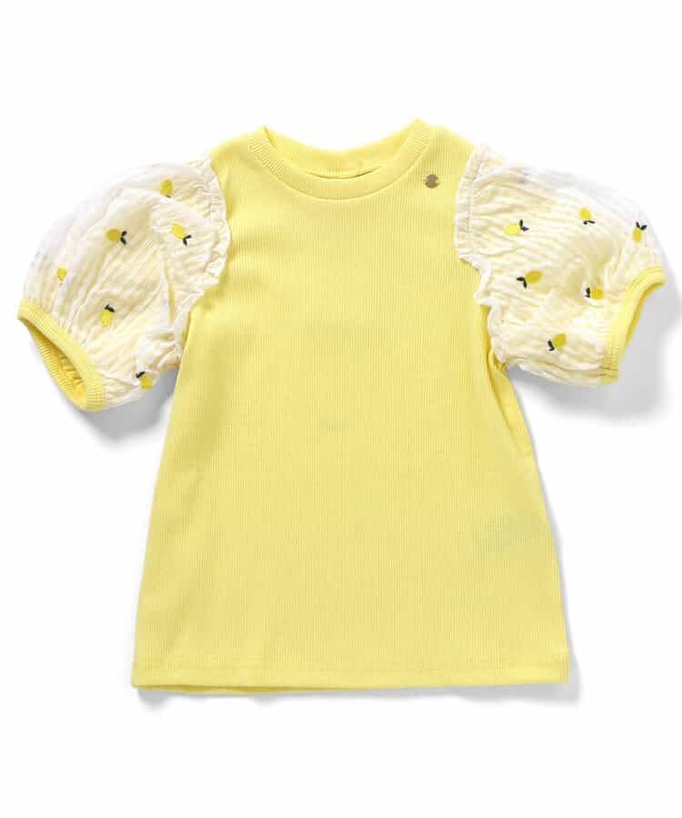 日本童裝 apres les cours 繡花薄紗袖拼接上衣 80-140cm 女童款 夏季 TOPS