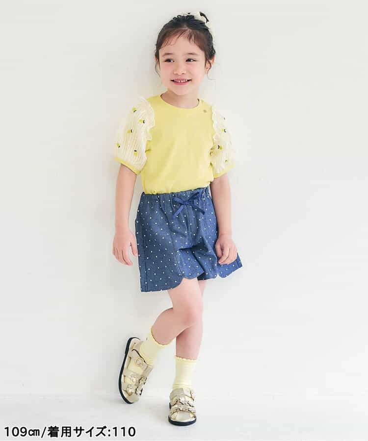 日本童裝 apres les cours 繡花薄紗袖拼接上衣 80-140cm 女童款 夏季 TOPS