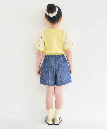 日本童裝 apres les cours 繡花薄紗袖拼接上衣 80-140cm 女童款 夏季 TOPS