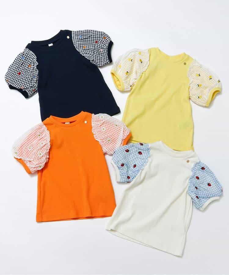 日本童裝 apres les cours 繡花薄紗袖拼接上衣 80-140cm 女童款 夏季 TOPS