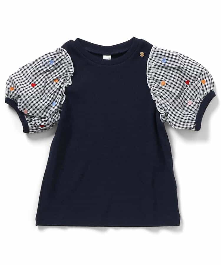 日本童裝 apres les cours 繡花薄紗袖拼接上衣 80-140cm 女童款 夏季 TOPS