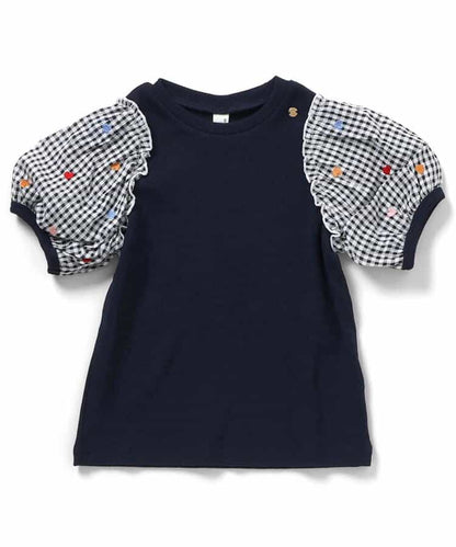 日本童裝 apres les cours 繡花薄紗袖拼接上衣 80-140cm 女童款 夏季 TOPS