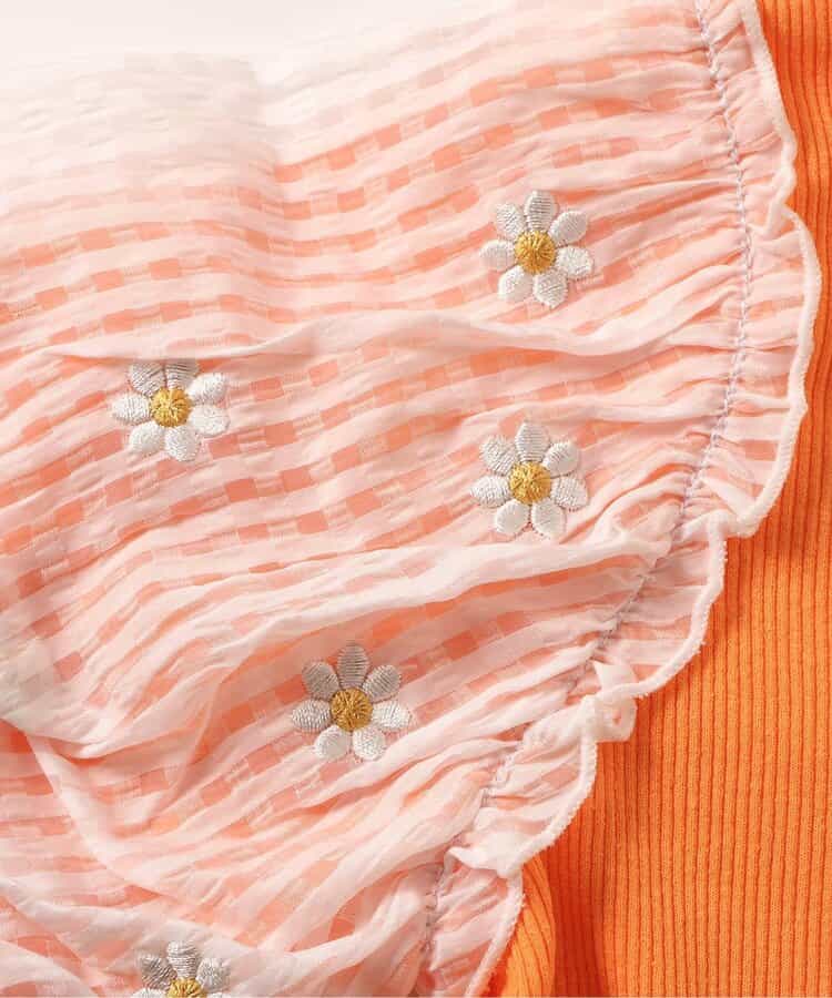 日本童裝 apres les cours 繡花薄紗袖拼接上衣 80-140cm 女童款 夏季 TOPS